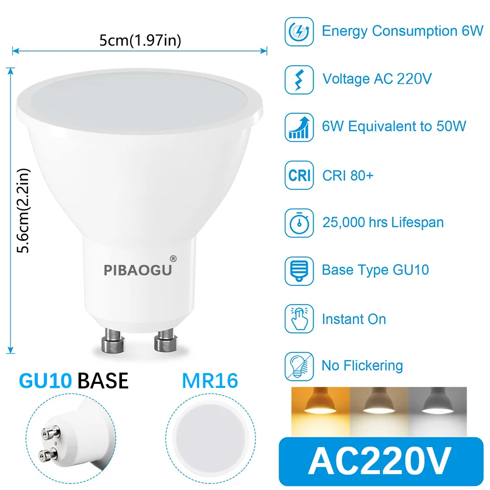 10 قطعة GU10 LED ضوء لمبة مصباح AC220V 3 واط 6 واط 9 واط 12 واط عكس الضوء Led الأضواء Led المصباح الكهربي لغرفة المعيشة إضاءة ديكورية المنزل