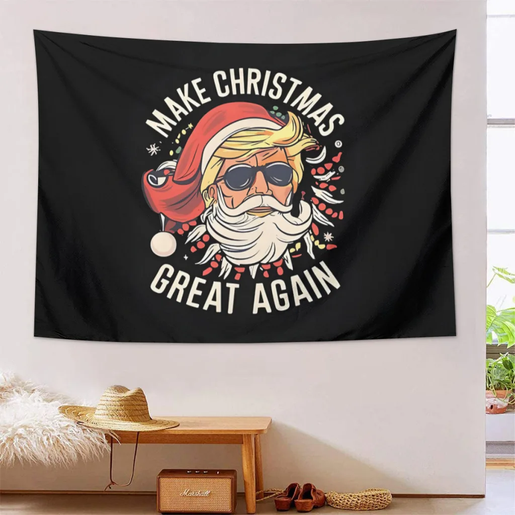 Trump Make Christmas Great Again Ugly Christmas Sweaters_1 Tapestry Cartoon Wall Hanging for Bedroom Tapestries Poster Blanket