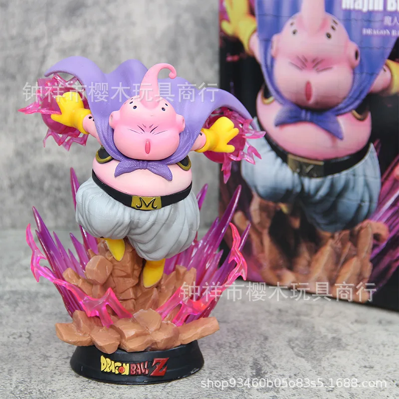 Dragon Ball Z Premium Majin Buu Actionfigur mit Leuchteffekt, Explosionsaura, Farbbox, Resonanz-Tischdekoration für Anime-Sammler