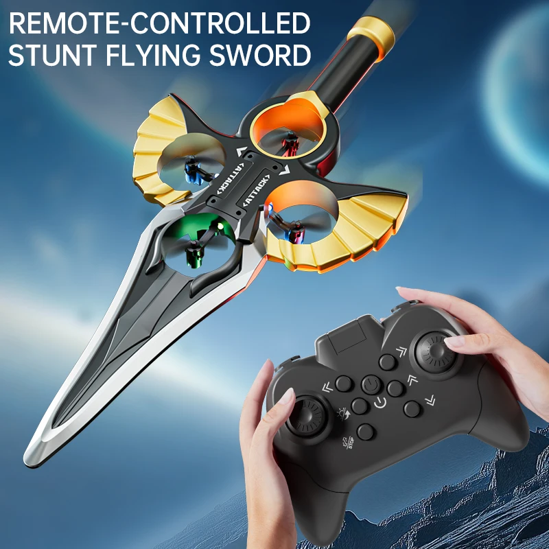 Flying with a sword, a lightweight aircraft model resembling a short sword, a remote-controlled unmanned aerial vehicle, extravehicular activity materials, anti-fall and durable, suitable for beginners, acrobatic aircraft, compact indoor flight shuttle.