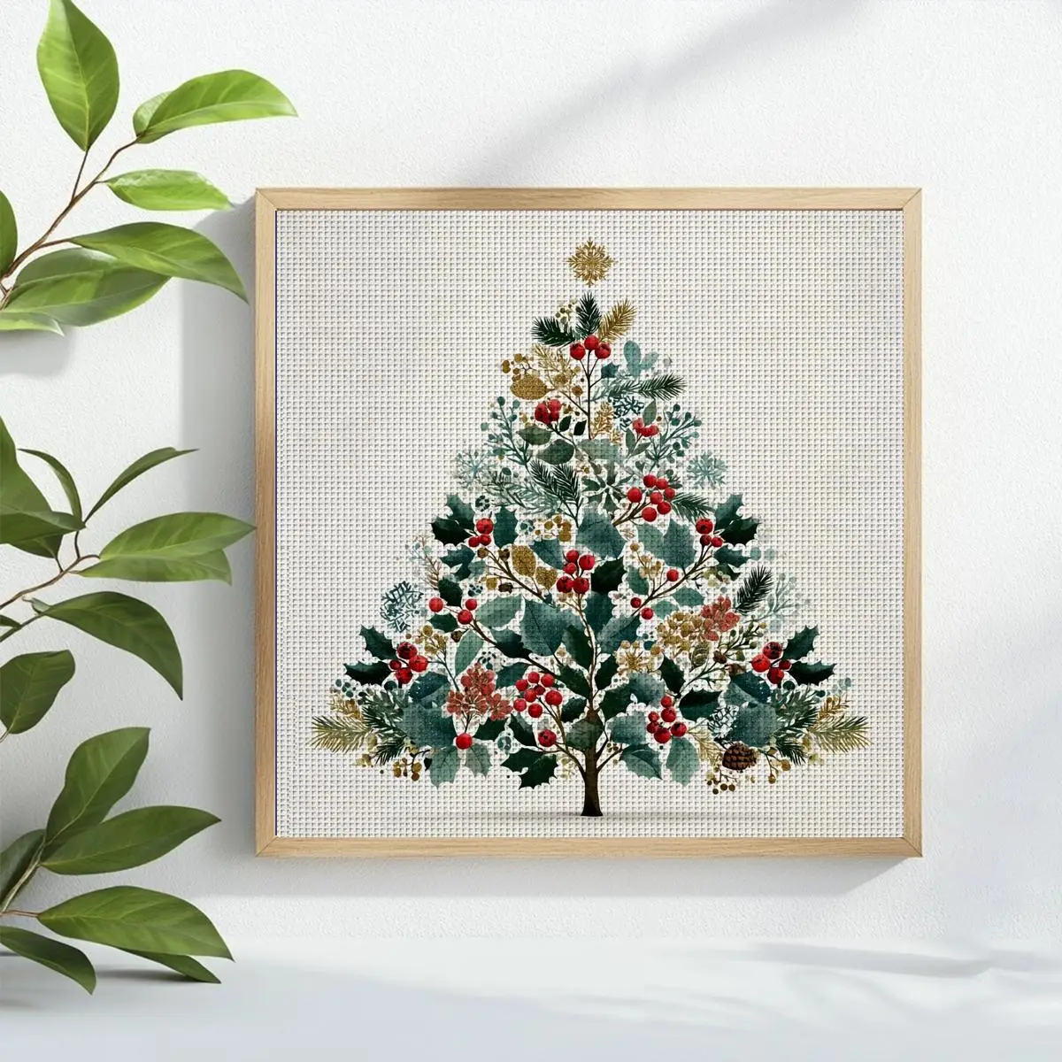 1pc 40X40CM/15.74inch Christmas tree Stamped Cross Stitch Kit DIY Kit 11/14/16CT DIY Embroidered Set DIY Cross-Stitch Set