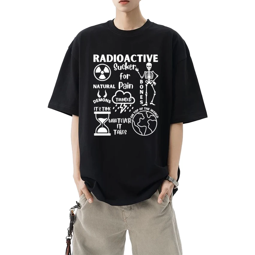 

Rock band Imagine Dragons Radioactive song print T shirt Men Women harajuku vintage Top Unisex 100% Cotton short sleeve T-shirts