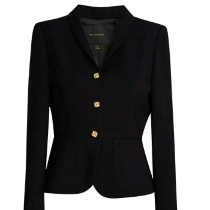 Vestes noires courtes et minces pour femmes, vêtements d\'extérieur courts, blazers pour femmes, mode de style coréen, point chic, chaud