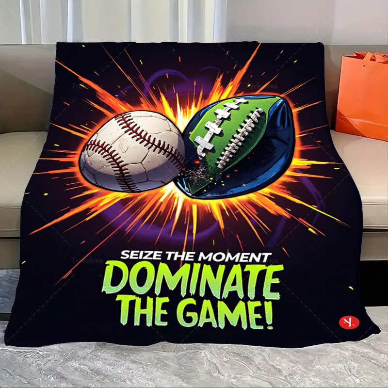 

1pc Flannel Blanket "Seize the Moment: Dominate the Game! Sports Ball Clash Blanket"