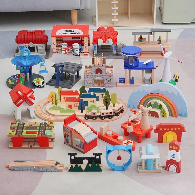 new Kids Railway Toys Wooden Train Track All Kinds of Bridge Track Accessories fit for Wood Tracks Toys Gifts