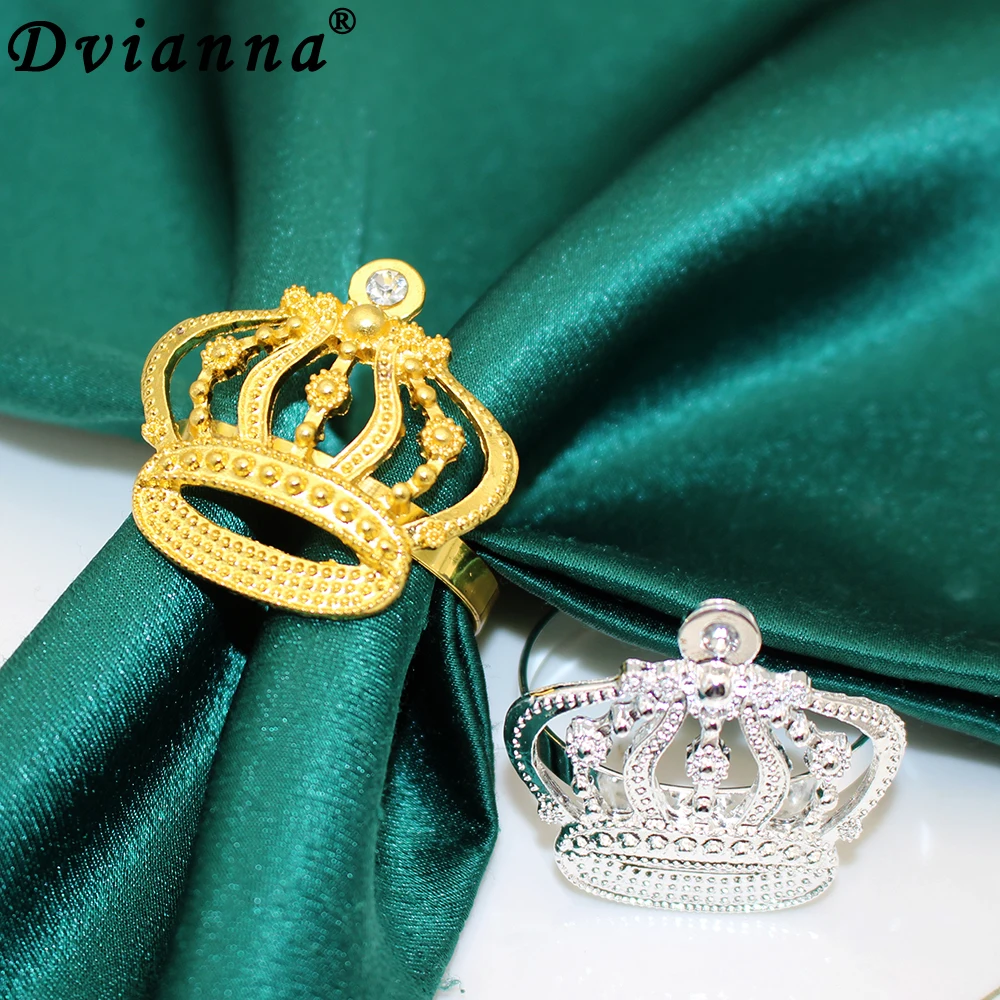 Dvianna 8Pcs Crown Napkin Ring Golden Metal Napkin Holder for Wedding Birthday Baby Shower Kids Party Decoration HWD169