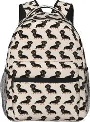 Backpack Fashion Wiener Dog Fabric Doxie Dachshund Weiner Pet Dogs Backpacks with Adjustable Shoulder Straps for Travel