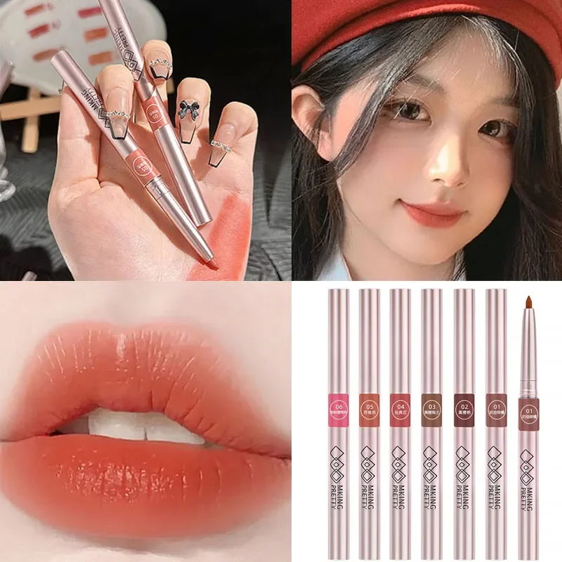 6 farben Rotierenden Lip Liner Lippenstift Stift Wasserdicht langlebig Matte Lip Contouring Lip Liner Bleistift Weibliche Make-Up Kosmetik