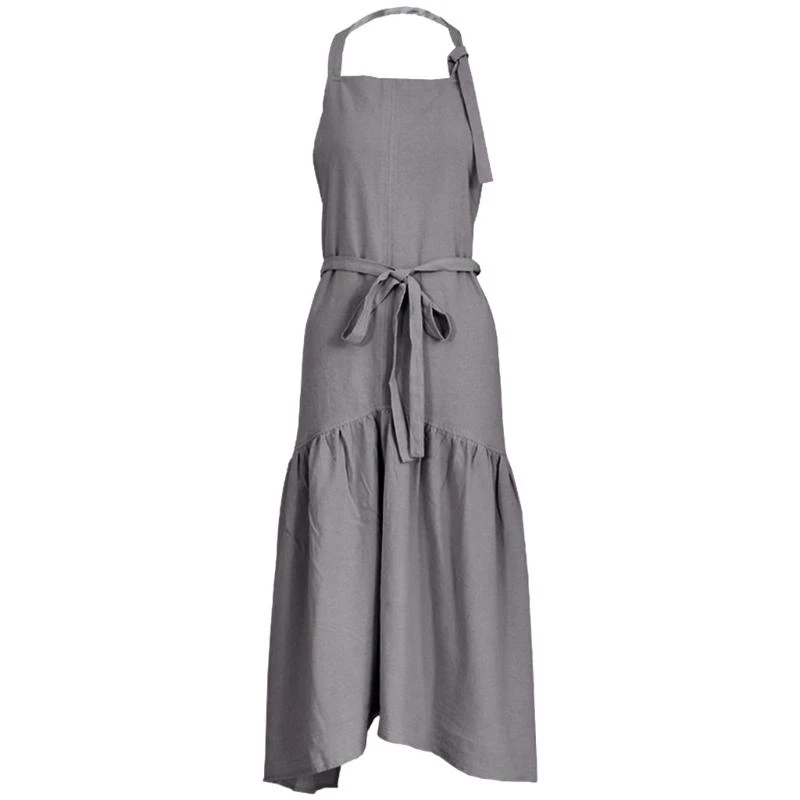 Cotton Linen Apron Pinafore Dress Cooking Apron Waitress Servant Apron Women Kitchen Apron for Cooking Gardening