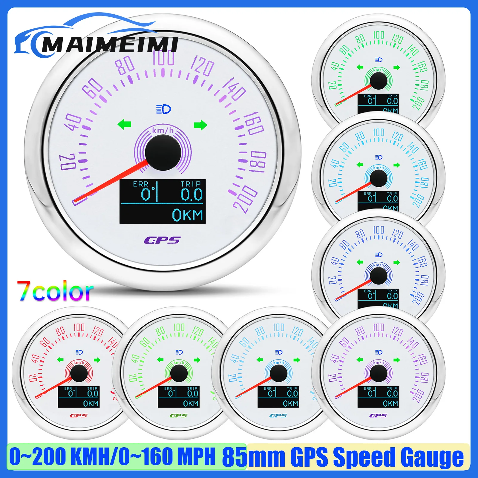 

Водонепроницаемый 85 мм GPS-спидометр с GPS-антенной, 7 цветов подсветки, 200 км/ч, 160 миль в час, спидометр для автомобиля, лодки, морской 12 В 24 В