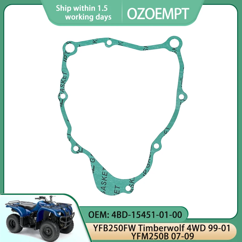 OZOEMPT Engine Cylinder Crankcase Repair Gasket Apply to YFB250FW Timberwolf 4WD 99-01 YFM250B 07-09 OEM: 4BD-15451-01-00