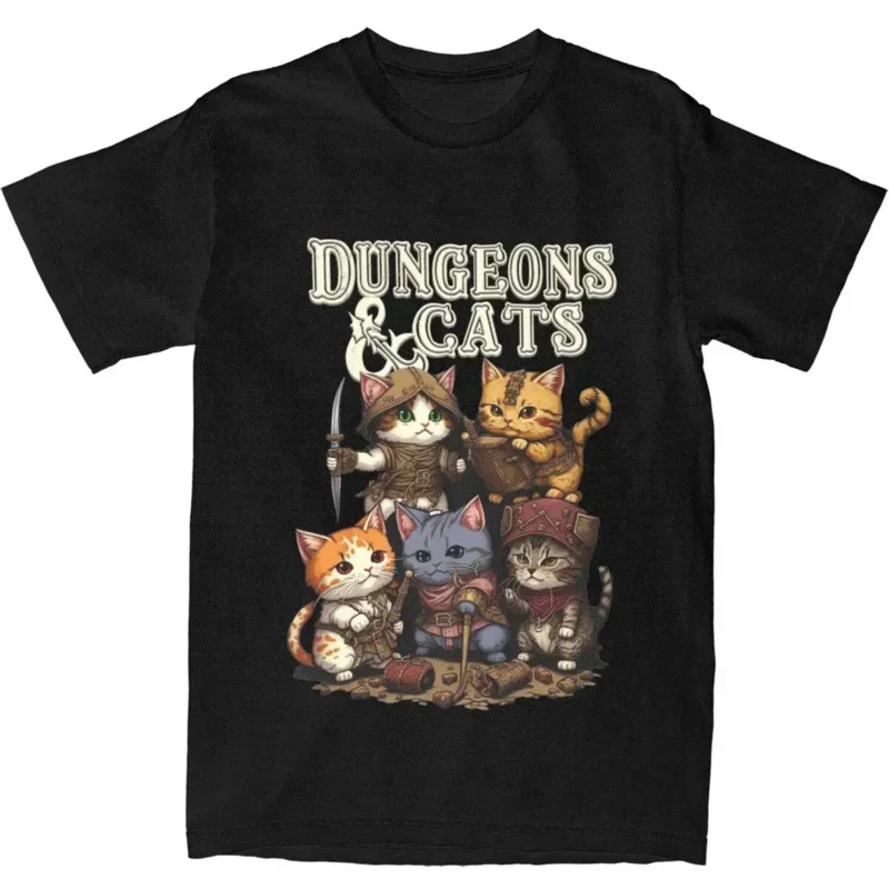 Y2K Men Women'S Dungeon Dragon Cats T Apparel Kawaii Cat Cotton T- Clothing Funny Tee Shirt All Seasons