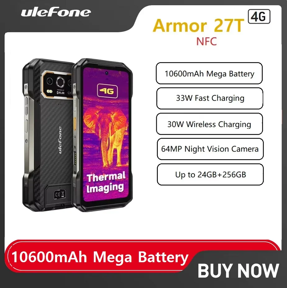 Ulefone Armor 27T 4G Rugged Smartphone Android 14 ,24GB +256GB 6.78