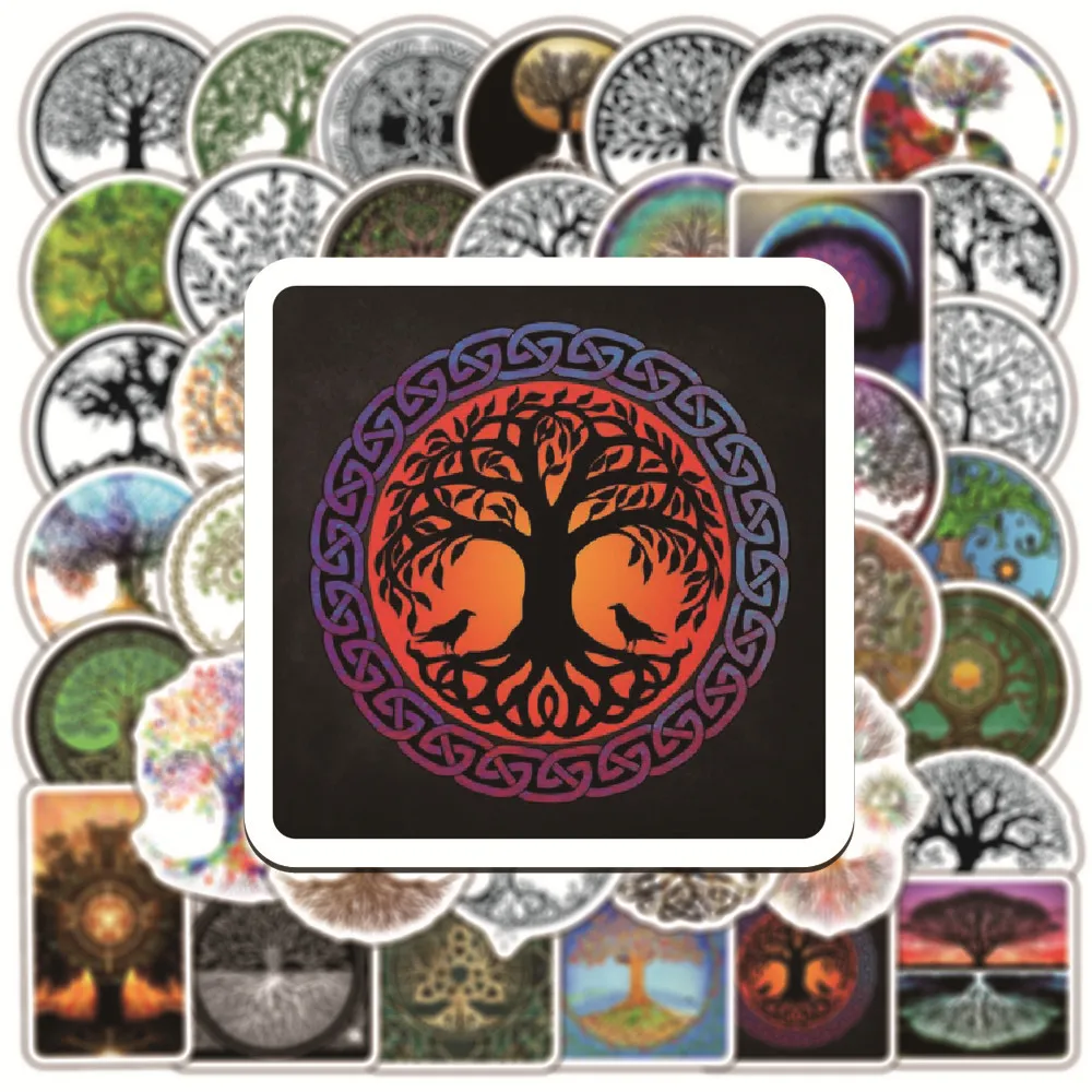 50pcs Viking Tree of Life Series Graffiti Stickers Suitable for Helmets Desktop Wall Decoration DIY Sticker Pack Wholesale