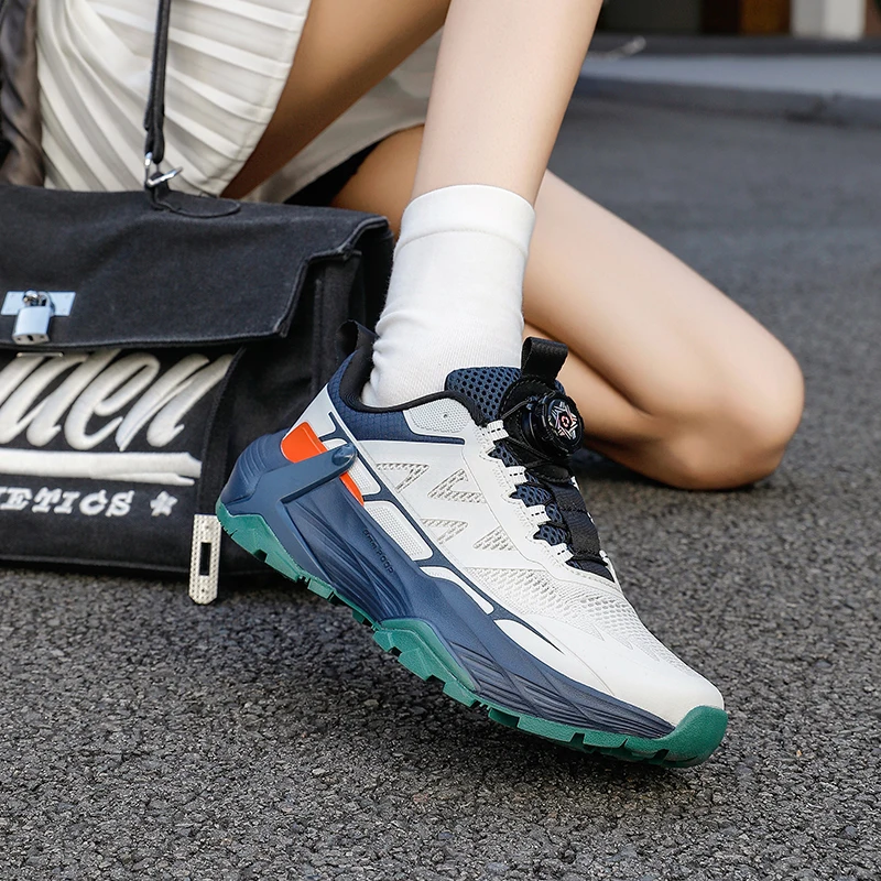 メンズロータリーバックルトレイルランニングシューズ通気性メッ - Anti Slip Trail Running Sneakers のレビューと価格