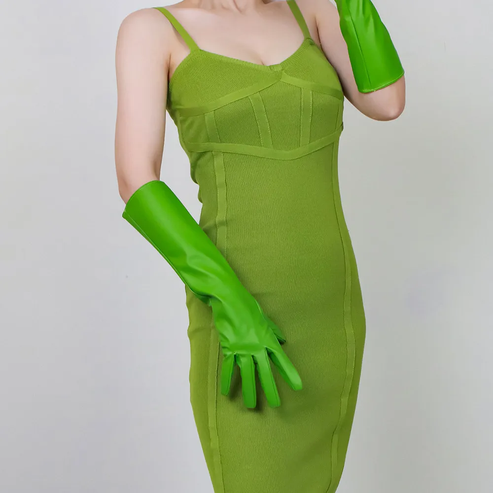 16 Zoll (40 cm) lange Handschuhe aus Leder, Lack-PU, LATEX, Fashion Tech Silver, Subkultur-Accessoires für Damen, leicht, thermisch, Cyberpunk-Stil – Detail 23