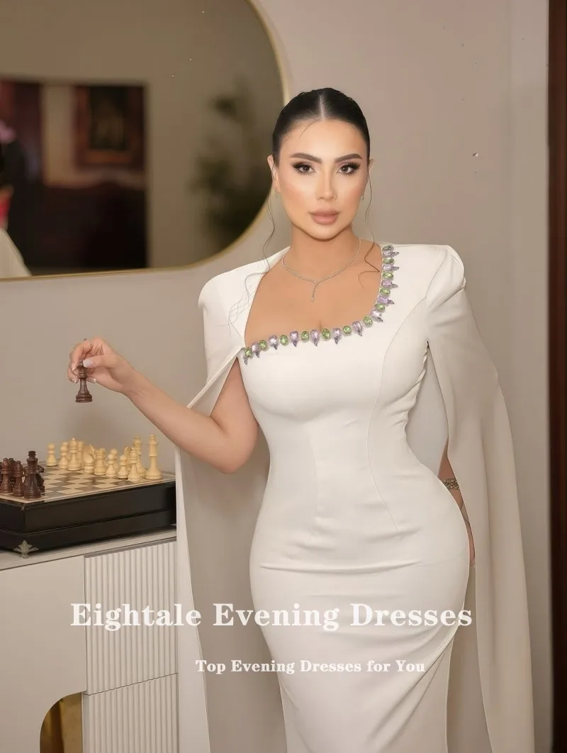 Suknia wieczorowa Eightale w stylu arabskim, dekolt okrągły, zdobiona koralikami, suknia balowa, szyta na miarę, krótkie rękawki, suknia na przyjęcie weselne, suknia syrena, suknia wieczorowa.