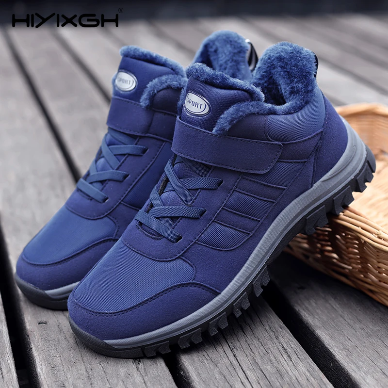 Winter High-Top Cotton Shoes Female Fleece-lined Warm Hiking Boots Middle-Aged and Elderly Leisure Sneaker Male