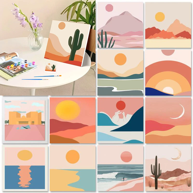 

GATYZTORY 20x20cm Framed Scenery Paint By Numbers For Adults Diy Idea Landscape Modern Arts and Crafts Paint Kit for Beginner