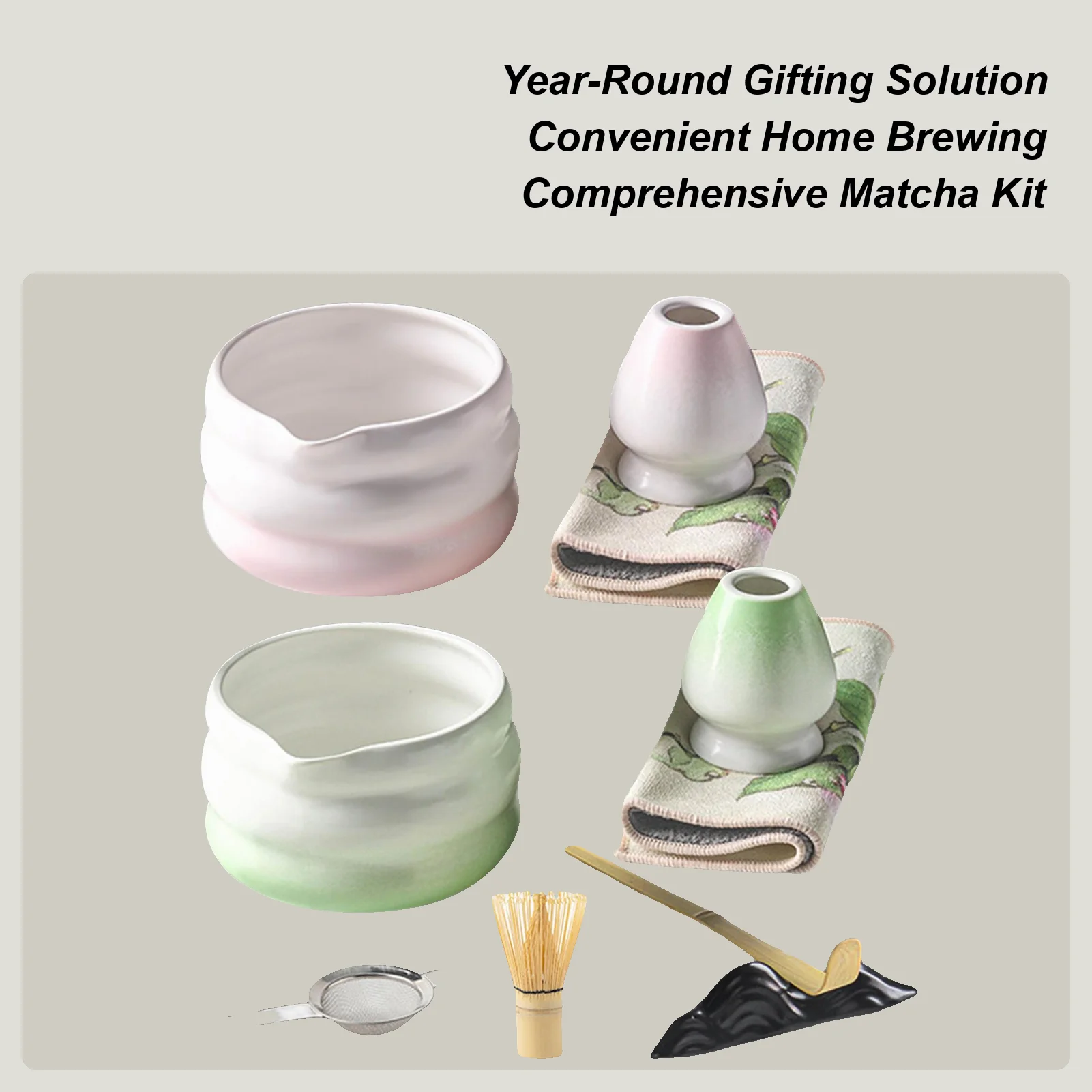 

7PCS Matcha Tea Set Safe Bamboo Whisk Teaspoon Tea Sets Matcha Bowl Matcha Whisk Holders For Tea Lovers Tea-Making Tools