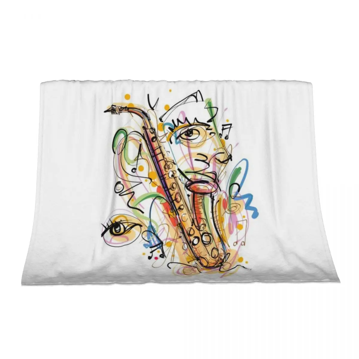 

Colorful Saxophone Throw Blanket Picnic Comforter Hair Blankets