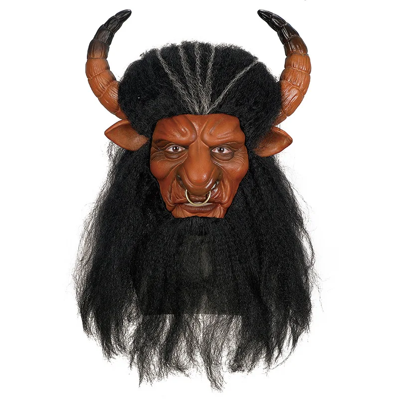 Halloween-Maske Bullendämon-König Ochsenhorn Latex-Masken Realistische Gruselige Pelzige Kostüme für Erwachsene – Detail 5