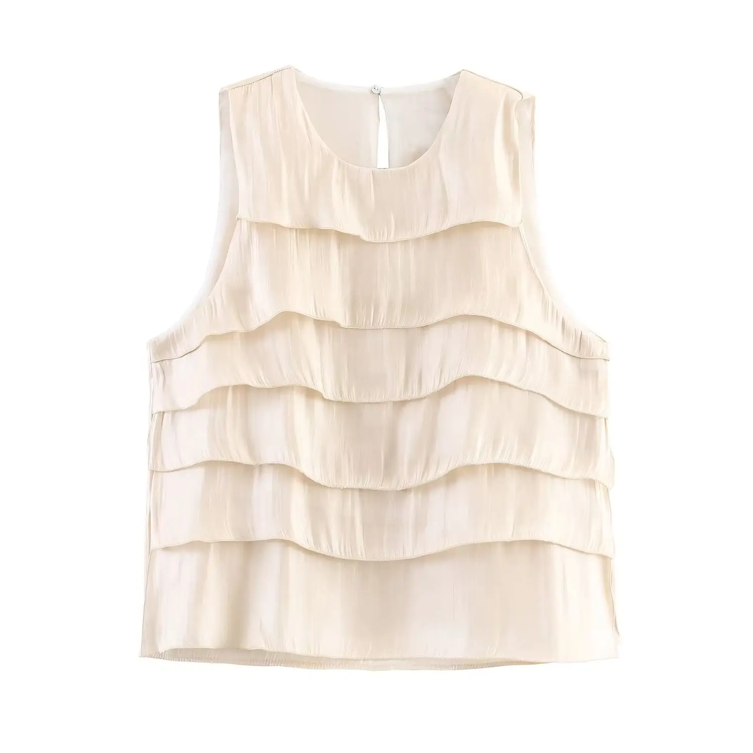 

KONDALA Chic Beige Y2K Elegant Tierred Cami Woman Top Sweetwear Summer Streetwear Modern Vest Fashion 2025 Beach Party Mujer Top