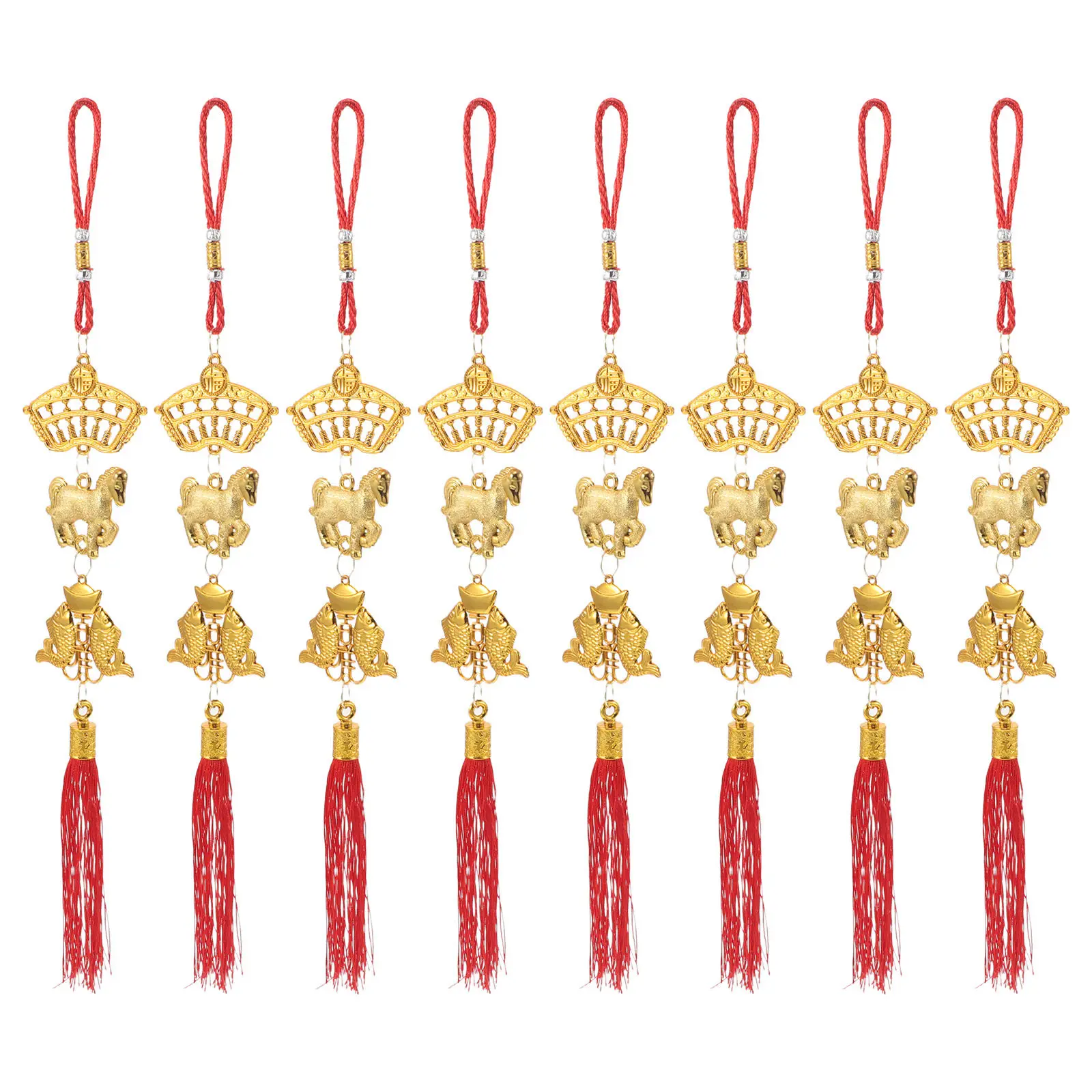8Pcs Horse Year Hanging Ornaments Chinese New Year Decorations Lucky Feng Shui Pendants Home Office Trees Chinese Decorations view 4