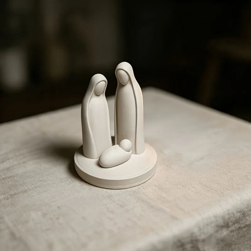 Holy Family Christmas Scene Statue, Minimalist Nativity Scene Sculpture, Tabletop Decor, Perfect Spiritual Gift for Christian