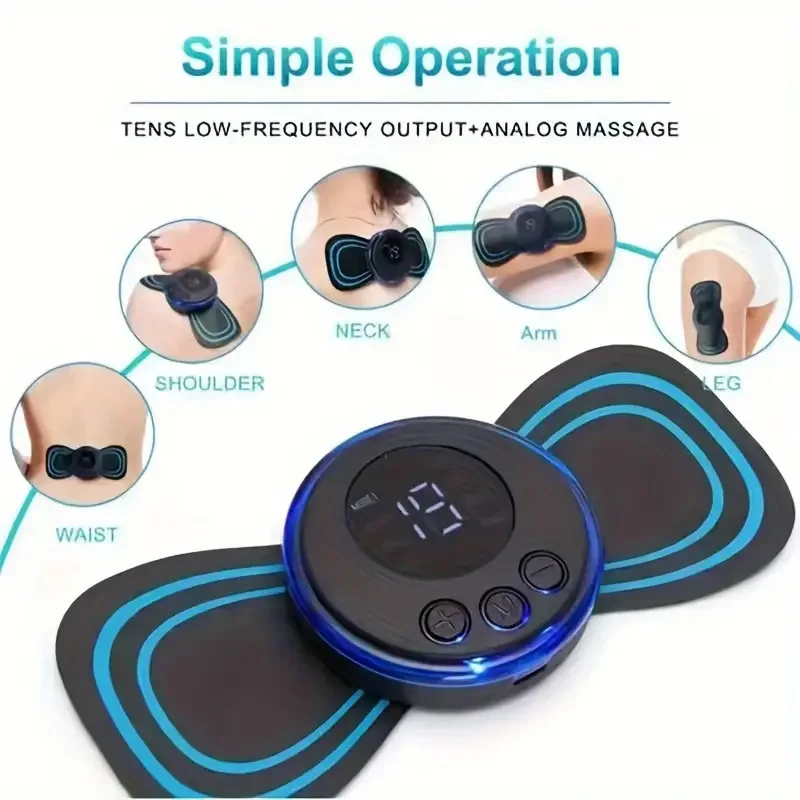 EMS Mini Electric Neck Cervical Massager Pads,6 Massage Modes USB Neck Wrap, Cordless Portable Mini Electric EMS Neck Massager