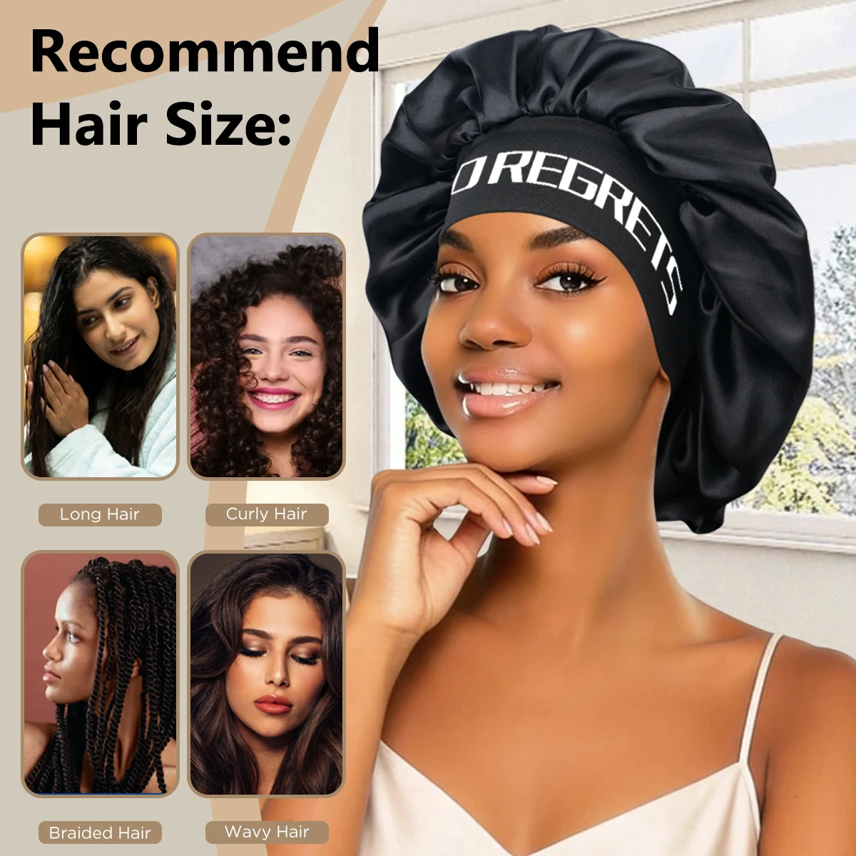Hair Satin Bonnet Featuring an Adorable Printed Design, a Reusable Hair Care Wrap Sleep Cap for Women