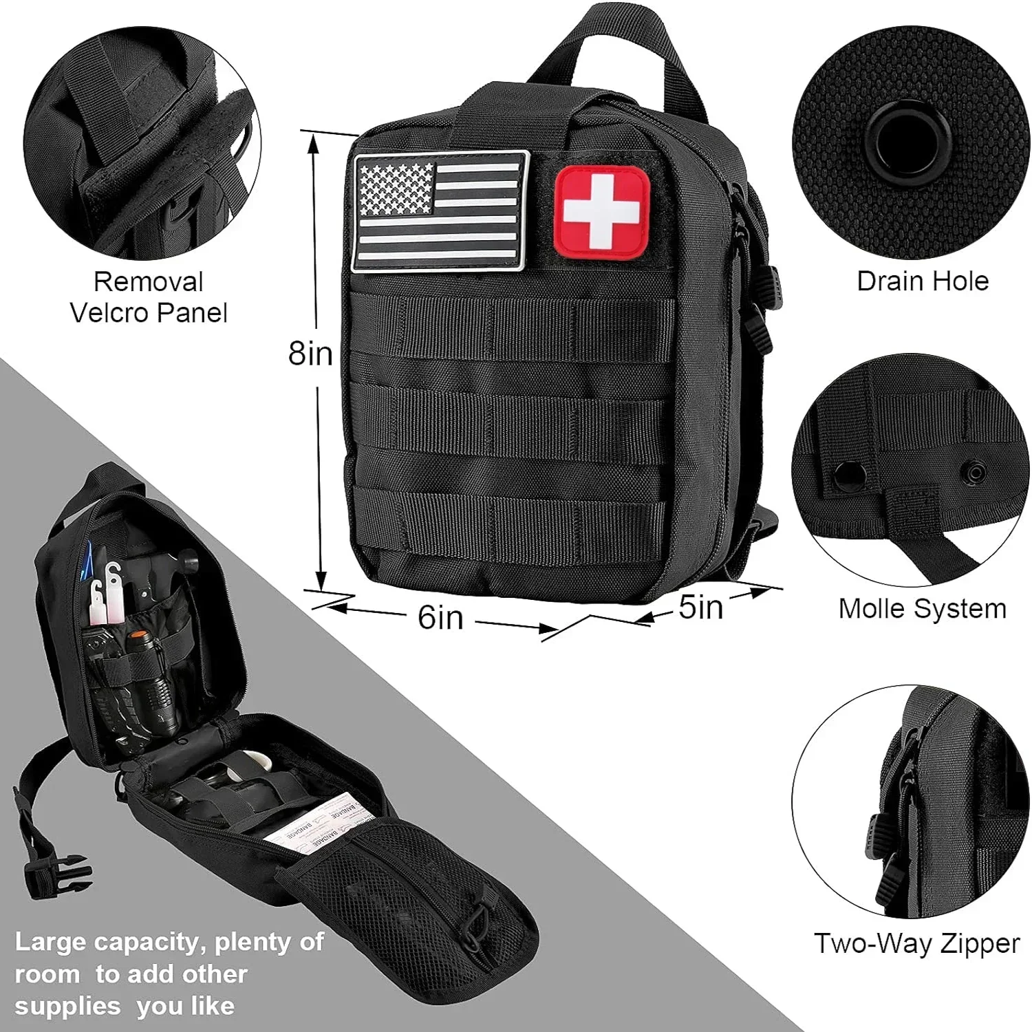 Kit de supervivencia y botiquín de primeros auxilios Equipo de supervivencia profesional con bolsa Molle para hombres papá marido que gusta acampar