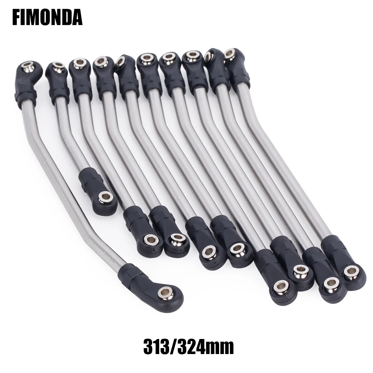 Enlaces de Metal RC de 313/324mm, conjunto de eslabones de chasis de conexión superior e inferior con extremos de varilla de plástico para coche trepador de control remoto AXIAL SCX10 II 1/10 90046