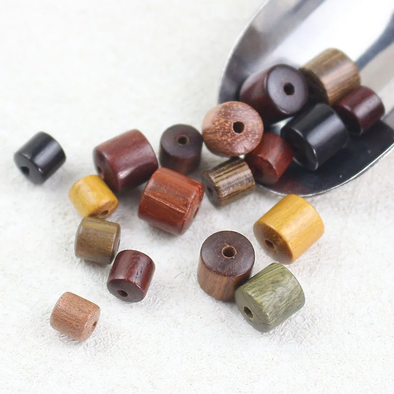 50pcs/Lot Various Natural Wood Bucket Beads 6/8mm Colorful Wooden Beads Charm Spacers DIY Bracelets Necklace Jewelry Women Men