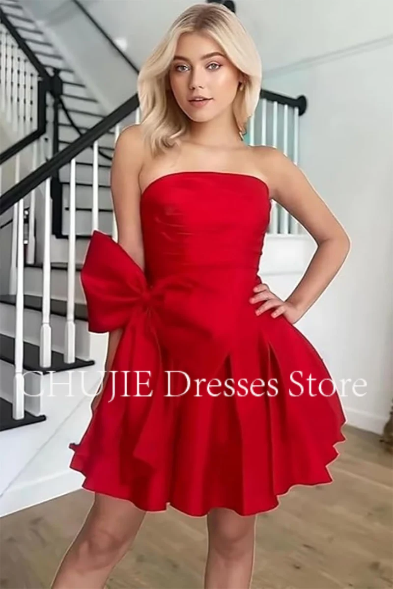 Customized Organza Mini Cocktail Dresses For Women A Line Graduation Dress Homecoming Dress With Bow Elegant Wedding Prom Gowns