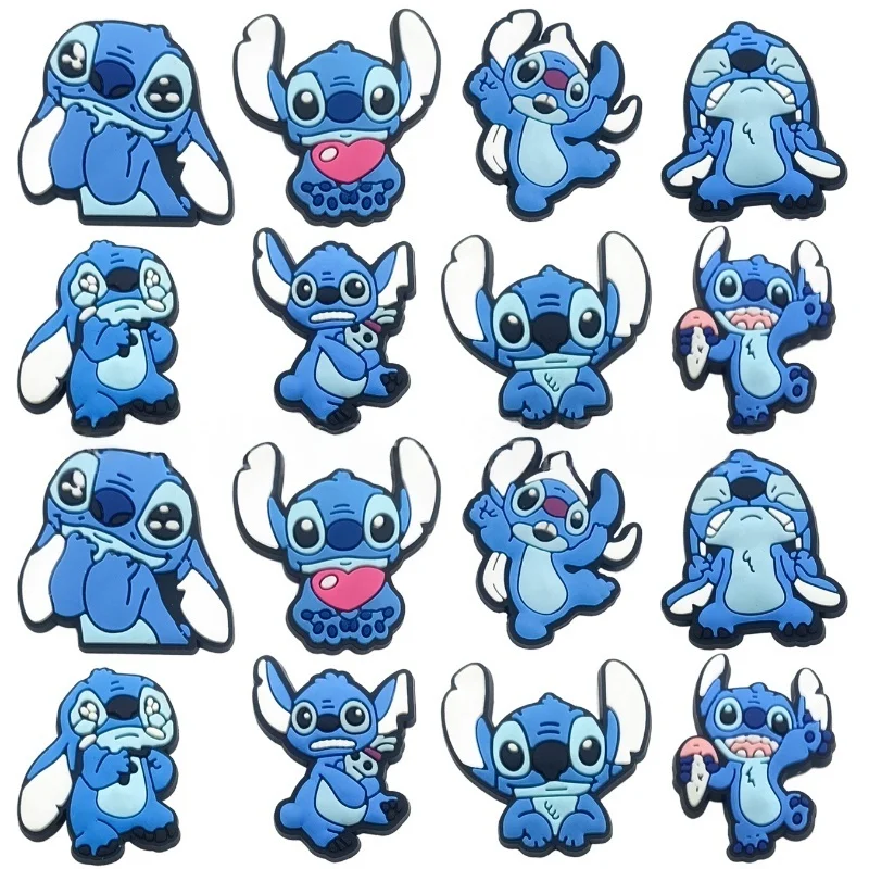 

16PCS Cute Blue Stitch Shoe Charms Set For Clogs Cartoon DIY Shoes Accessories PVC Shoe Decorations Party Gifts Favors