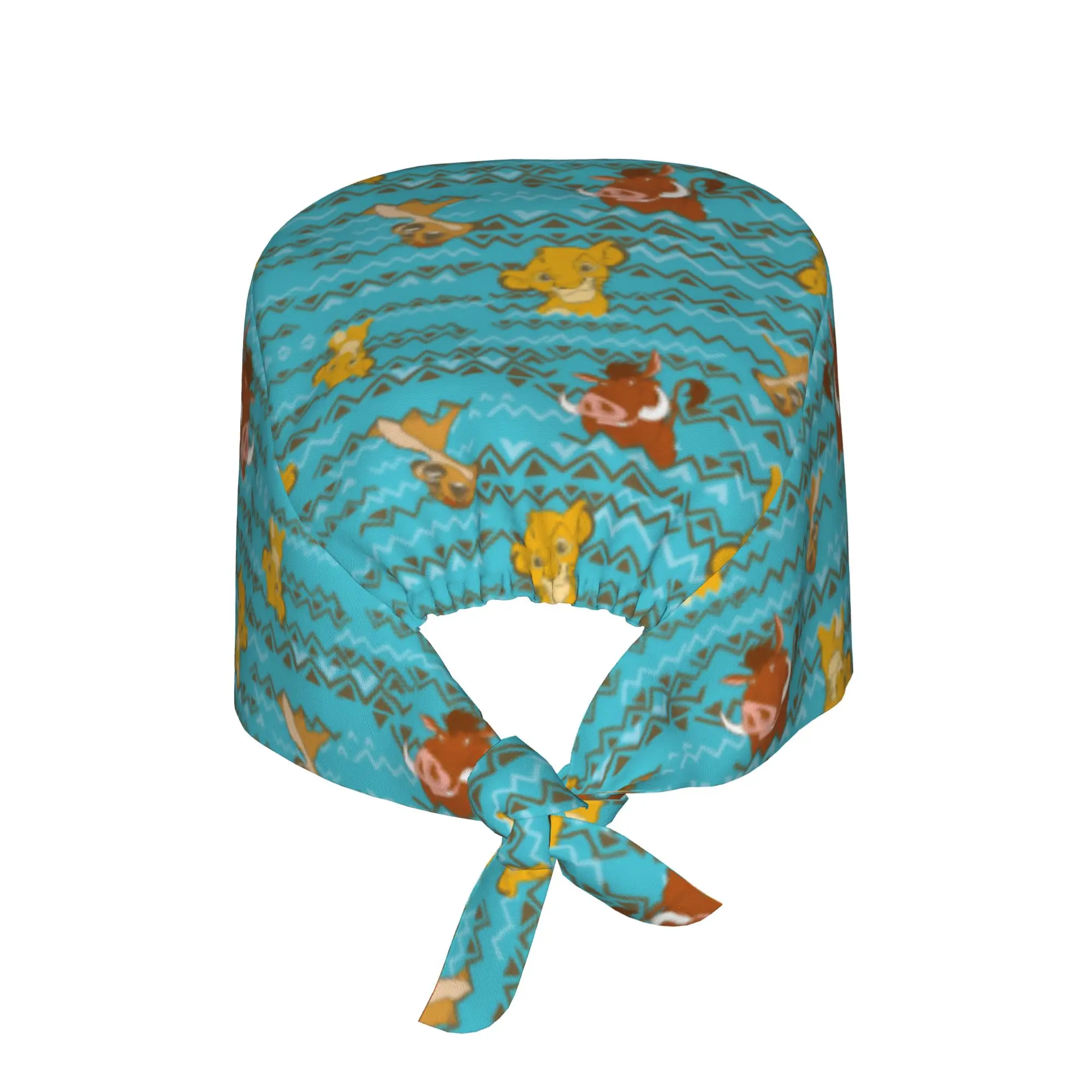 Liones Anime Kinges Breathable Nursing Work Cap Surgical Scrub Caps Nursing Hair Hats Pumbaa Simba Cartoon Work Scrubs Hat