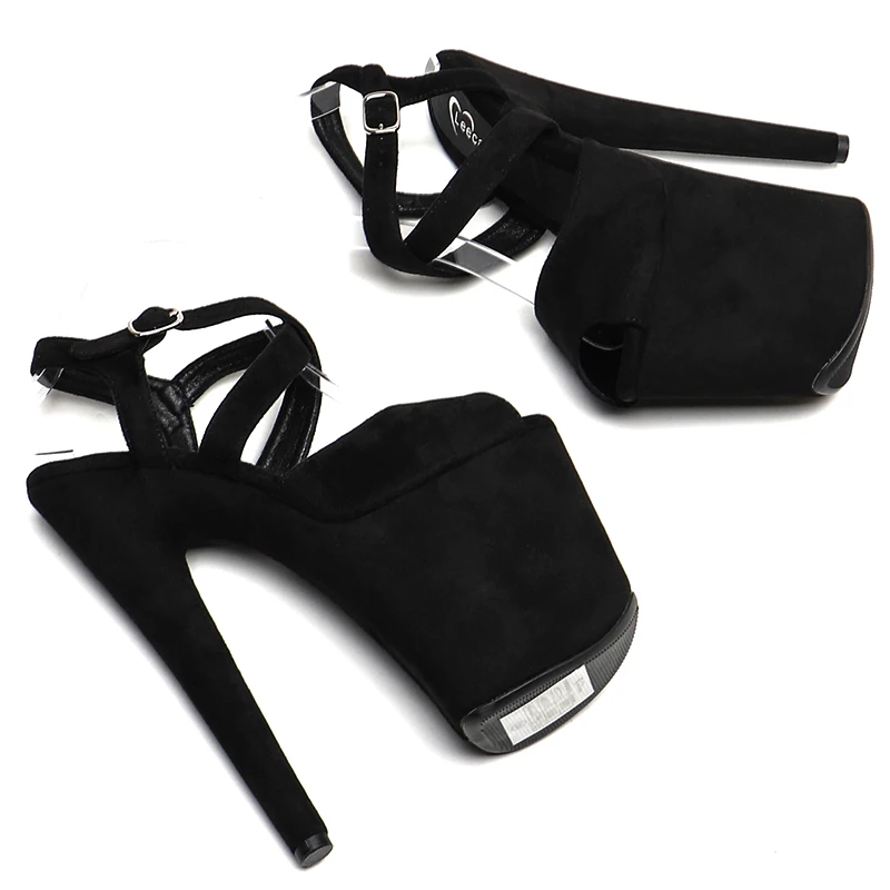 Leecabe 20cm/8inches Suede upper  Trend fashion small open toe  Platform high heel sandals sexy stripper heel  pole dance shoes