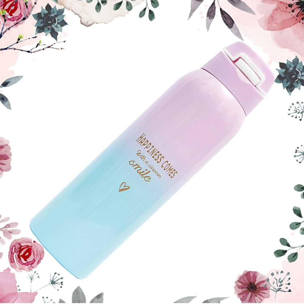 

Stainless Steel Vacuum Cup Vacuum Cup Students Stylish Vacuum Cup Bounce Cover Vacuum Cup (480ml Pink Cover)
