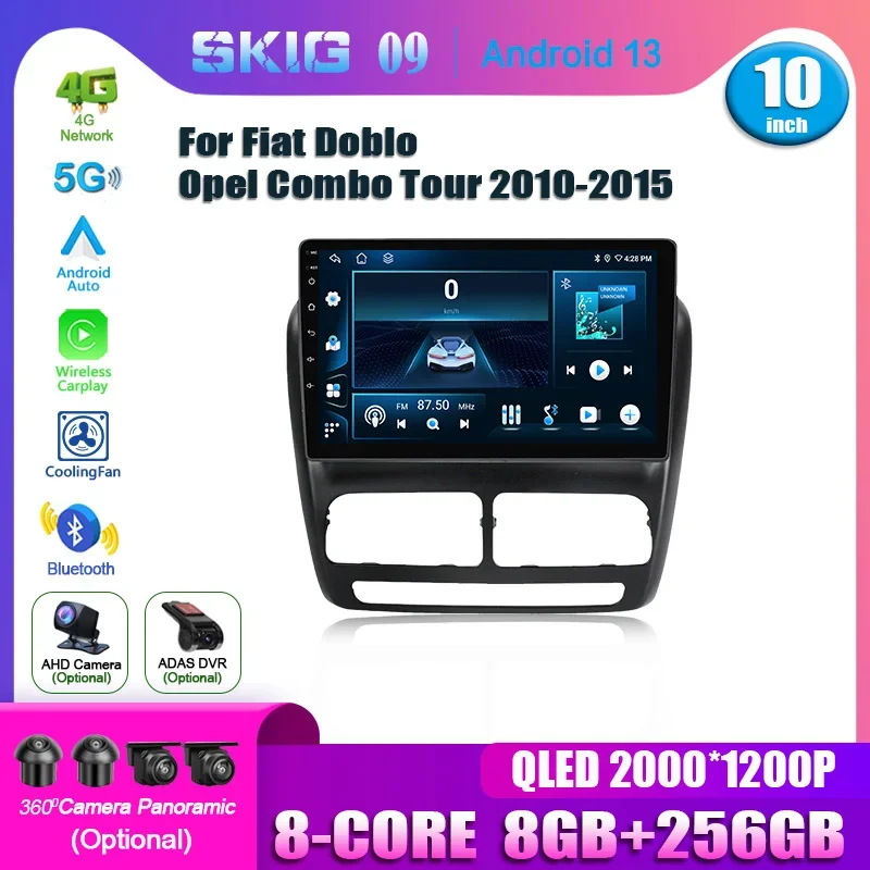 Android 14 For Fiat Doblo Opel Combo Tour 2010-2015 Auto Car Radio Navigation Stereo Touchscreen 4G GPS BT Carplay Touch Screen