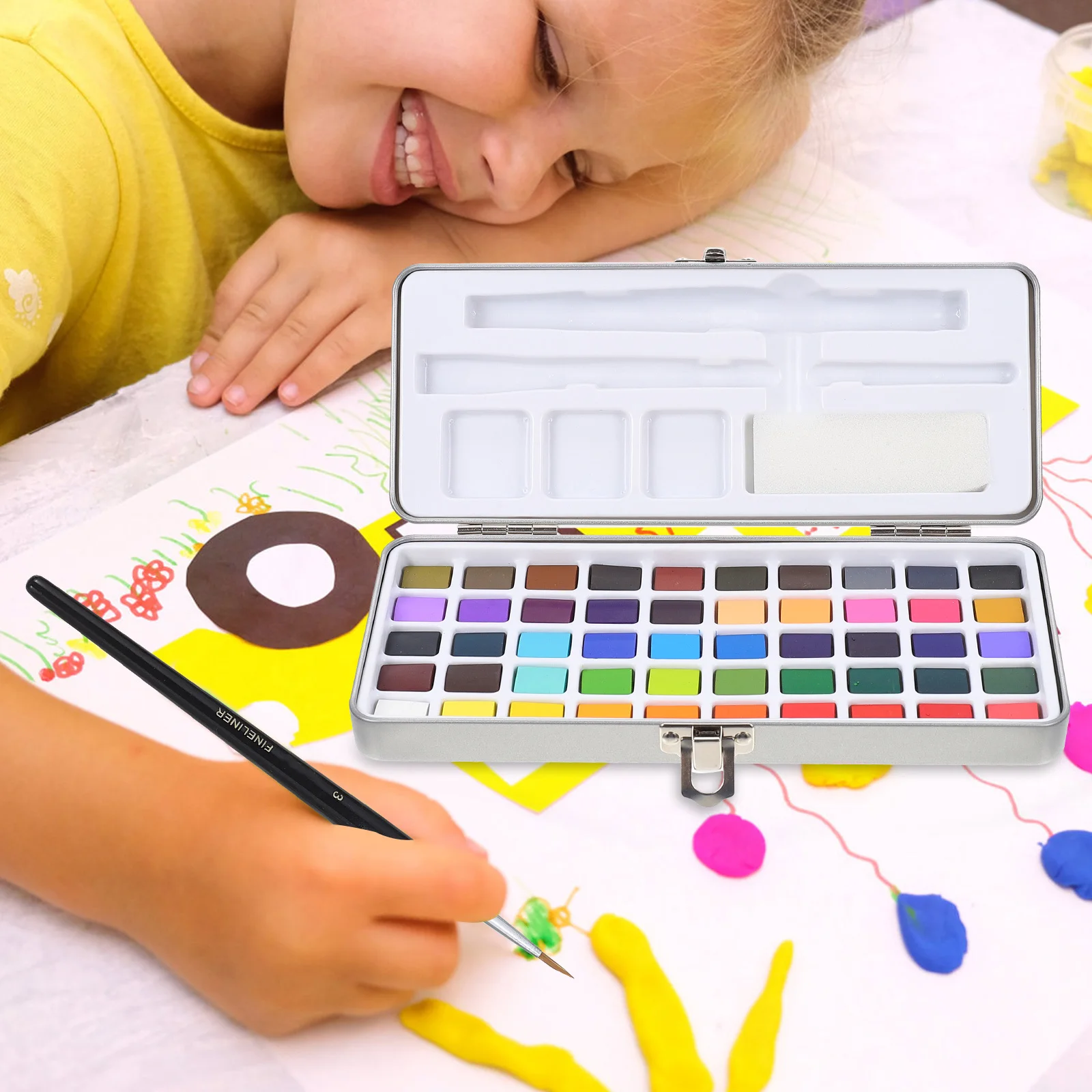 

1 Set Watercolor Paint Kit Portable Solid Pigment Drawing Tools For Kids Artists Practice Painting Supplies Art Set Multiple