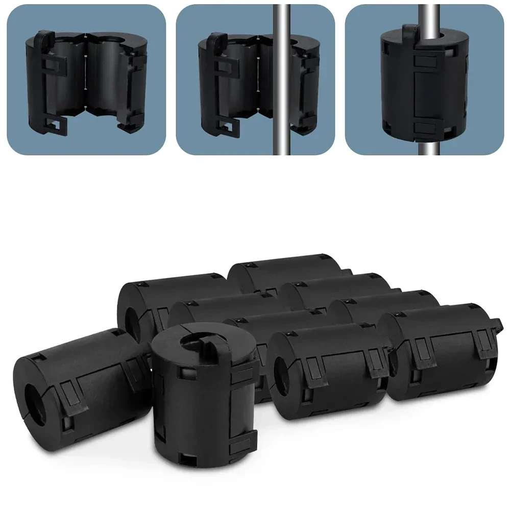 

10PCS Ferrite Ring Black Clip-On Ferrite Ring Noise Suppressor Cable Clamp 13mm Electrical Equipment Supplies