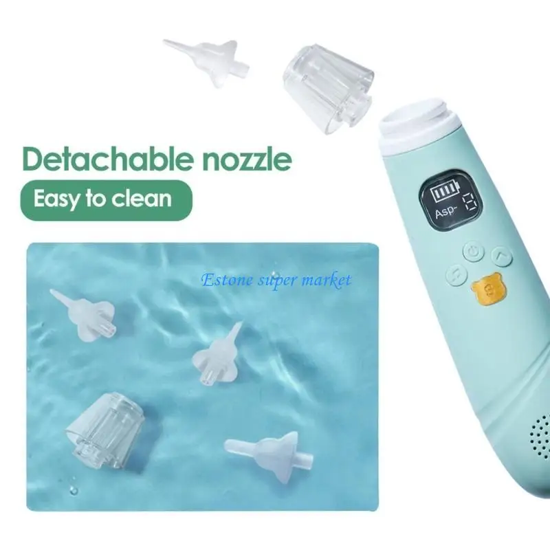 090B Toddler Nasal Aspirator Electric Nose Aspirator for Smart Low Noise LCD Screen Baby Nose Cleaner Adjustable 3Level