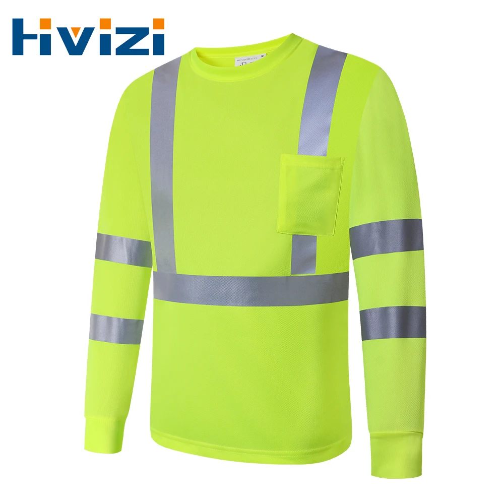 

Флуоресцентная Защитная футболка Hi Vis Рабочая одежда с длинным рукавом желтые рабочие Топы строительный инженер Светоотражающая быстросохнущая