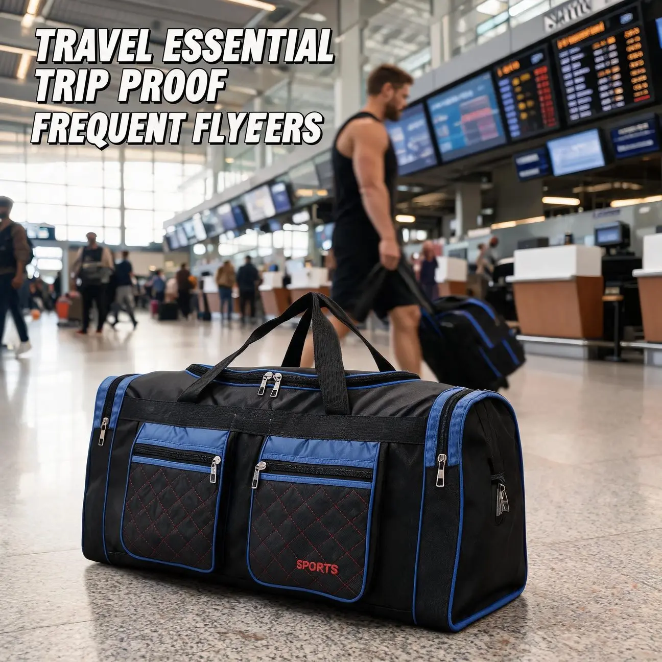 Roomy Carry Duffle with Crossbody Strap, Multi Compartment Travel Bag for Weekend Getaways