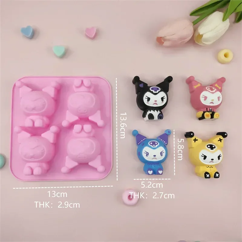 4 Pack Anime Sanrio Kuromi Cake Chocolate Mold Cute Cinnamoroll Jelly Mold Homemade Food Tools Featured Ice Cube Mold