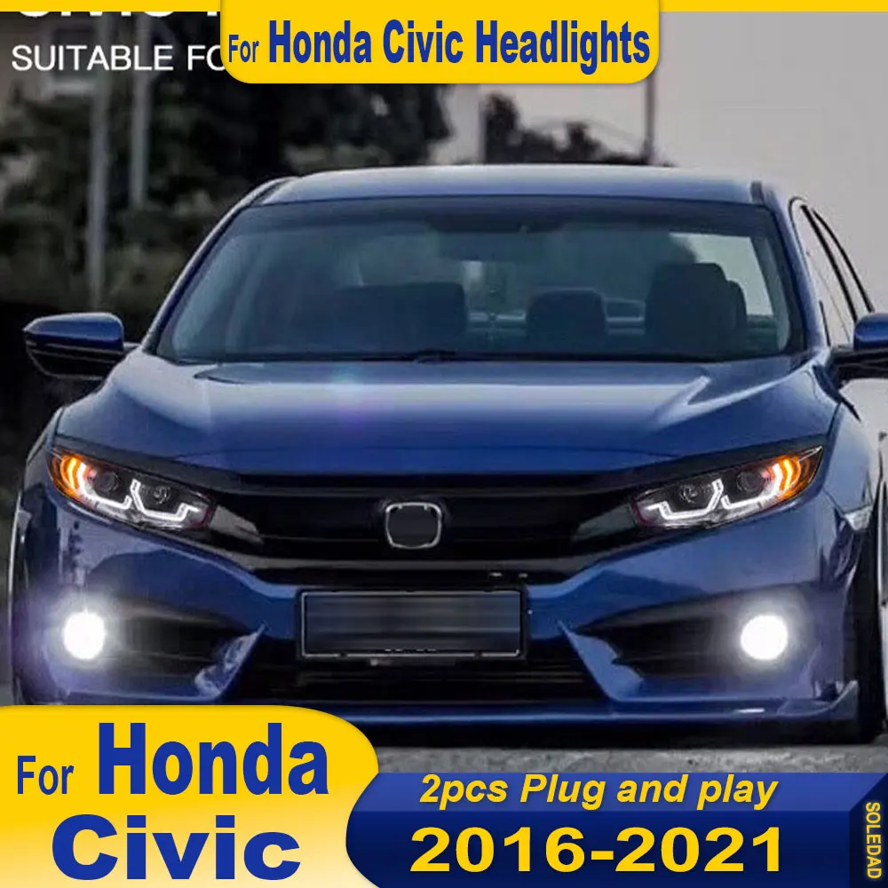 Car Styling headlights for Honda Civic Headlights 2016-2021 Civic 10th Head Light DRL Turn Signal Low High Beam Projector Lens
