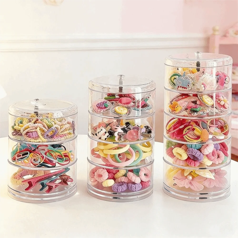 Hair Accessories Jewelry Organizer Box, Dustproof Rotating Storage