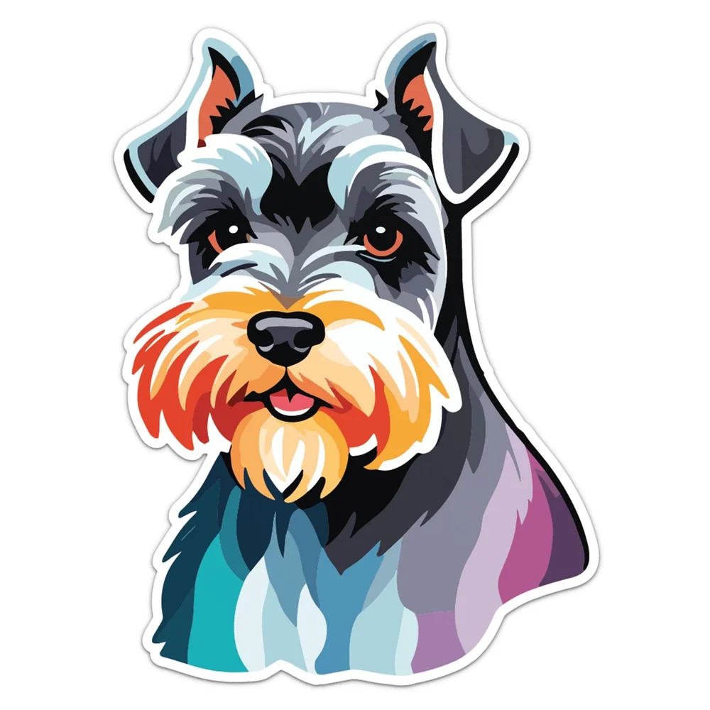 Funny Miniature Schnauzer Dog Vinyl Car Sticker Self Adhesive Decal for Rear Window and Laptop Novelty Auto Decor