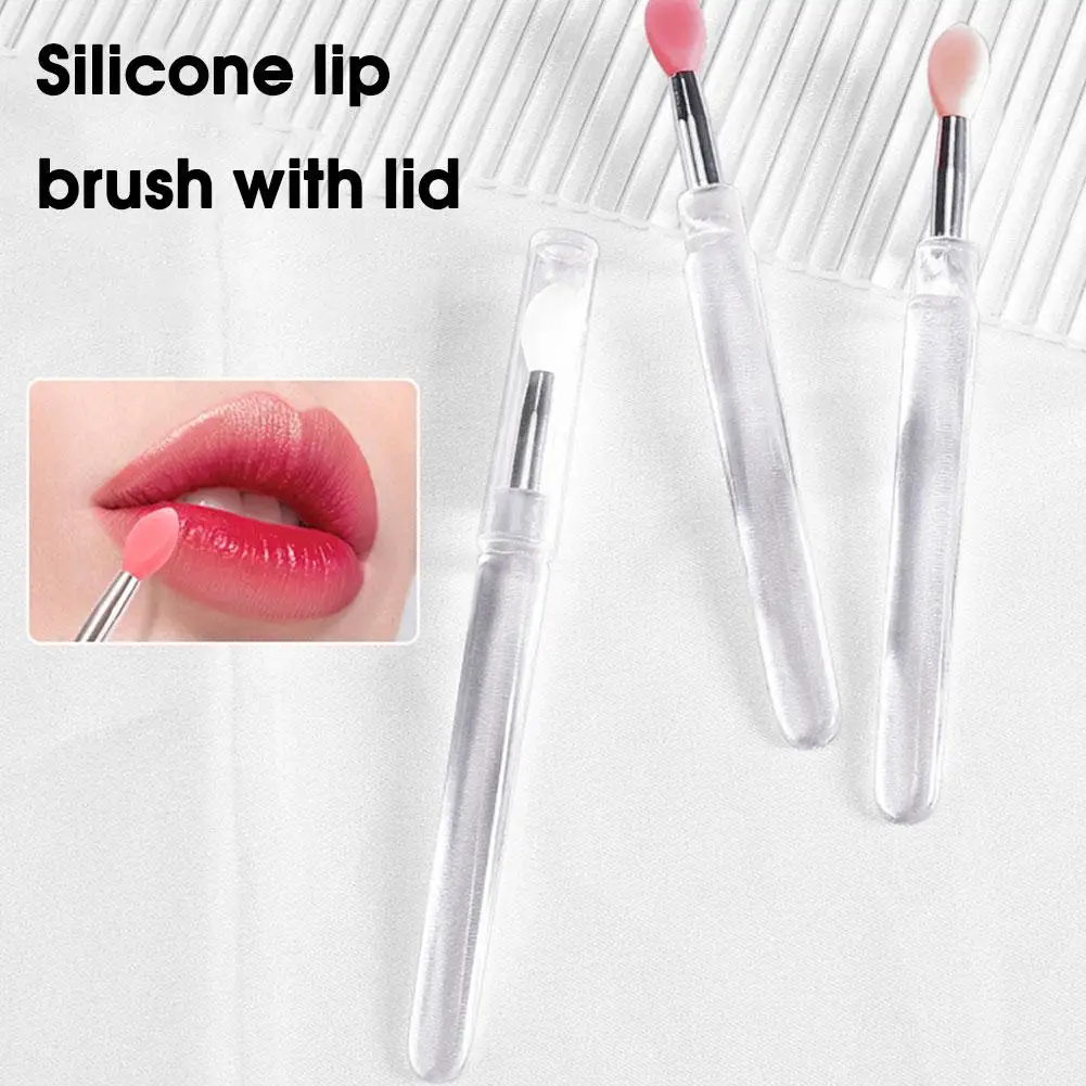 Mini pincel de silicona con tapa, máscara de labios portátil profesional, lápiz labial, sombra de ojos, lápiz labial difuminado